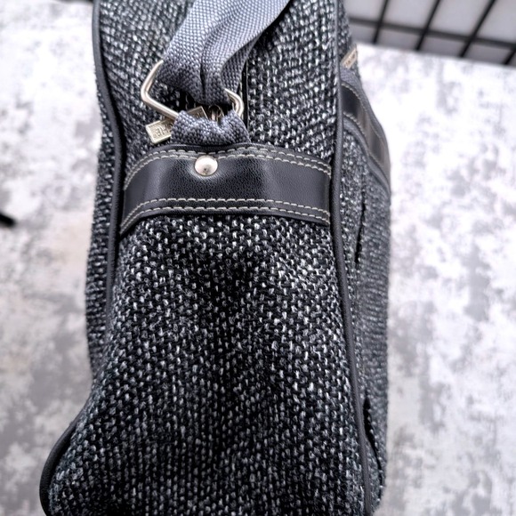 Vintage Jordache Messenger Bag Grey Black Woven Travel Laptop Bag Adjustable - Picture 12 of 16